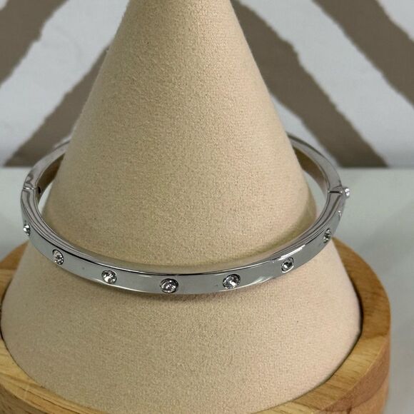 Kate Spade Silvertone Raise the Bar Cuff and Rhinestone Hinge Bracelet - Picture 2 of 7